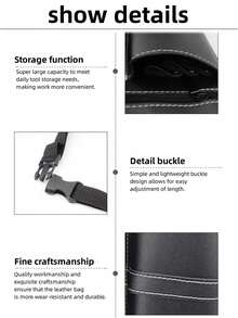Multifunctional Hairdressing Tool, 1pc Hair Scissors Storage Bag, PU Leather Hairdressing Bag, Professional Barber Tools Waist Pouch, Salon Scissors Organizer Bag - Black - View 10