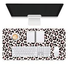 Pink Black Leopard Print PU Leather Desk Mat, Waterproof Anti-Slip Smooth Large Mouse Pad, Stain Resistant Desk Protector, Oversized Keyboard Table Pad For Office, School, Home Desktop, Gaming Study Work Decor, Easy Wipe Clean Computer Desk Cover Pad - View 5
