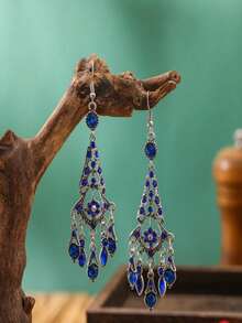 1 Pair Chinese Style High-End Colorful Rhinestone Women's Earrings - Antiquity - View 13