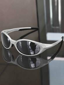 European & American Fashion Glasses, Oval Narrow Frame Design, Wrapped Sports Silhouette, Futuristic Functional Style, Suitable For Active Casual Wear - Multicolor - View 3