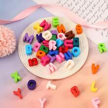 75/150pcs Large Acrylic Beads, Seven Color Decorative Beads Mixed With Random Letter Beads, Suitable For Handmade Loose Beads, Shoe Buckles, Phone Chains, Keychains, Bag Decorations, Jewelry Accessories Bracelets - Multicolor - View 5