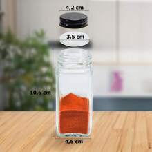24-Piece Glass Spice Jar Set, 120ml Square Seasoning Containers With Metal Lids & Dual-Opening Shaker Inserts, Clear Kitchen Storage Jars For Herbs, Salt, Pepper & Spices - Clear - View 3