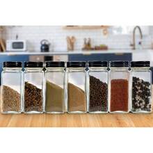 24-Piece Glass Spice Jar Set, 120ml Square Seasoning Containers With Metal Lids & Dual-Opening Shaker Inserts, Clear Kitchen Storage Jars For Herbs, Salt, Pepper & Spices - Clear - View 4