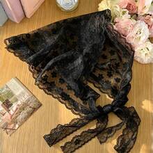 1pc Lace Floral Triangle Scarf, Semi-Transparent Mesh Wavy Edge Layered Waist Belt Accessory, Suitable For Jeans Daily Streetwear - Multicolor - View 10
