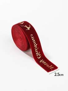 Christmas Velvet Ribbon Roll, Gold Foil Star & Reindeer, Merry Christmas Printed Ribbon, Red Green Black Xmas Gift Wrapping Ribbon For DIY Bow Making, Christmas Tree Decorations, Wreaths, Garlands, Gift Boxes, Holiday Party Decor & DIY Crafts - Multicolor - View 16