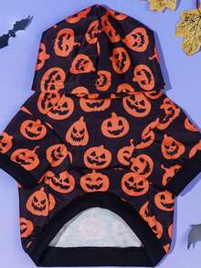 LUCKIE PAW 1pc Halloween Ghost Pattern Pet Sweatshirt, Anti-Flea, Reduce Shedding, Warm & Breathable Dog Vest, Suitable For Small And Large Dogs & Cats, Indoor & Outdoor - Black - View 5
