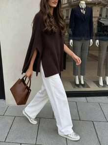 Women's New Autumn/Winter Round Neck Long Sleeve Knit Top, Elegant - Dark Coffee - View 4