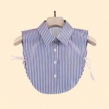 Striped Detachable Shirt Collar, Half Shirt With Button-Up Collar, Suitable For Daily Wear, Graduation Ceremony, Halloween Costume Accessory - Multicolor - View 11