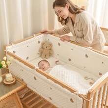 1pc Baby Bear Embroidery Bed Guardrail And Bumper Fabric Cover, Infant Fleece One-Piece Bed Rail Bumper, Children Bed Rail Soft Padding Anti-Collision Pad - 240cm/78.7inch - View 6