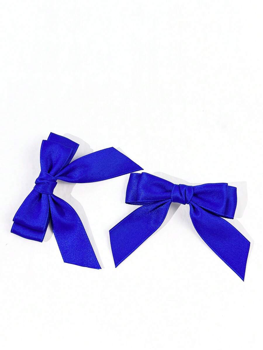 2pcs Women Solid Color Minimalist Chic Style Draped Ribbon Bow Hair Clips, Girly Festival Date Atmosphere Styling Hair Accessories