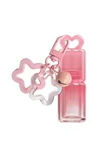 Pink Heart-Shaped Hollow Lipstick Tube Keychain, Portable Lipstick Bottle With Pink Bear, Flower And Bell Keychain Pendant, Backpack Decoration - Multicolor - View 13