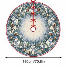 1pc Blue Snowman Pattern Christmas Tree Skirt, Elegant Color Holiday Decor, 5 Sizes, Unisex Holiday Gift, Suitable For Home And Party Christmas Home Decoration - Blues Snowman - View 11