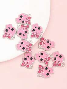 10pcs Pink Orange Drip Oil Pastel Halloween Pumpkin Ghost Skull Devil Boy Witch Hat Dwarf Pendants For DIY Sweet Cool/Cute Style Keychain Bag Charm - Macaron Halloween - View 11