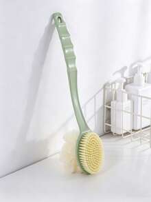 1pc Double-Sided Long Handle Bath Brush, Soft Bristle Brush Head With Bath Sponge Ball 2-In-1 Design, Extended Curved Handle For Easy Back Cleaning Without Help, Soft And Dense Bristles For Rich Lather And Gentle Skin Cleansing, Home Bathing And Body Scrubbing Tool, Practical Shower Accessory For Student Dorms, Unisex Daily Bathing And Cleaning Essential, Bathroom Hanging Storage With Easy Drainage, Practical Bath Gift For Family And Friends - Multicolor - View 12