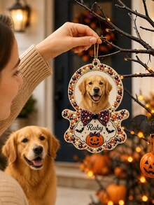 Custom DIY 3D Pearl Painting Hanging Decor, Personalized Pet Photo Ghost Ornament With Diamond Bow, Halloween Pumpkin Bat Christmas Tree Decoration, Unique Birthday Gift For Cat And Dog Lovers Pet Owners - Multicolor - View 5