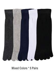 1/5/10 Pairs Men's Toe Splitting Socks,Comfortable Soft Toe Socks Five Fingers Socks,Toes Splitting Crew Socks, Suitable For Sports Or Daily Use - Multicolor - View 11