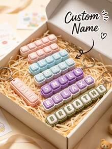Personalized Name Push-Button Keychain–Custom Name Keychain With Mechanical Keyboard Switch Fidget Charm (Includes Keycap) – Satisfying Tactile Click - Multicolor - View 2