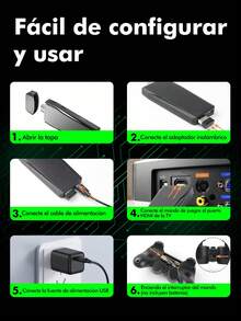 M8 Retro Inalámbrica 64G,más de 20000 Juegos Integrados, Salida  TV Videojuegos, con Controladores Inalámbricos Duales de 2.4 G - Negro - Ver 9