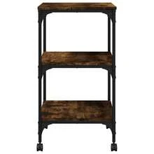 vidaXL Support d'imprimante 3 niveaux chêne fumé 50x41x75 cm - Tabac - Voir 8