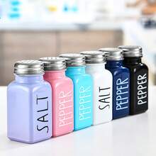 Set de Frascos para Condimentos de Vidrio, Diseño Cuadrado Blanco y Negro, Salero y Especiero para Sal, Pimienta y Sazonadores, Ideal para Cocina, Barbacoa y Parrilladas - Rojo [EPE + embalaje en caja de cartón] - Ver 8