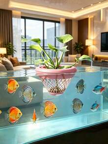 1PC Bathtub Floating Planter, Hollow Floating Planter, Water Tank Decoration, Suitable For Transparent Water Tank Decorations, Floating Plant Water Bowl Planter, Green Plant Decorative Pot - A - View 4