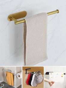 Tempat Tisu Dapur, Rak Pembungkus Plastik, Tempat Kertas Gulung Perekat, Kotak Tisu, Tempat Serbet, Rak Penyimpanan Kabinet, Rak Handuk, Rak Lap Piring, Bahan Baja Tahan Karat, Pemasangan di Dinding Dapur, Perlengkapan Penyimpanan Dapur, Aksesoris Kamar Mandi - MultiWarna - View 6