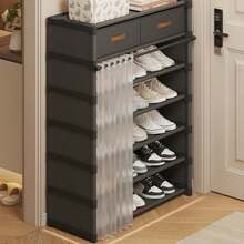 Multi-Layer Shoe Rack With Curtain, Shoe Storage And Display Rack, Shoe Cabinet With Drawers, Large Capacity Shoe Storage Rack, Indoor And Outdoor Entryway Home Use, Holiday Gift, Christmas Gift, Children's Gift - Multicolor - View 16