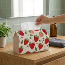 1pc Tissue Box Cover, Tulip & Daisy Pastel Pattern - Spring Floral Repeat Design, Durable Polyester Fabric, Multi-Functional Napkin Holder, Suitable For Home, Car And Party Decoration, Can Be Used As Tissue Box Cover, Napkin Holder, Tissue Box Sleeve - A - View 6