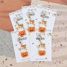 5pcs Cute Pumpkin Ghost Keychains, Halloween Theme Party Decorations, Exquisite Backpack And Key Pendant, Small Gifts For Halloween And Thanksgiving - Multicolor - View 7