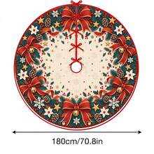 1pc Large Red Bow & Bell Pattern Christmas Tree Skirt, Elegant Color Holiday Decoration, 5 Sizes, Unisex Holiday Gift, Suitable For Home And Party Christmas Decor - Red Bow Bell - View 13