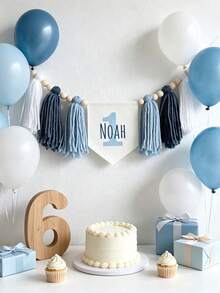 Personalized Birthday Banner, Birthday Tassel Banner, Party Hats And Birthday Decorations, Customized Name High Chair Banner - Multicolor - View 2