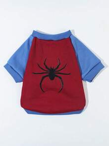 LUCKIE PAW 1pc Halloween Spider & Bat Pattern Pet Sweatshirt, Anti-Flea, Shedding Reduction, Warm & Breathable Dog Vest, Suitable For Small & Large Dogs And Cats, Indoor & Outdoor - Red - View 7