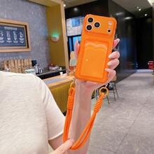 1件透明卡夾手機殼，四角防摔保護 + 掛繩，適用於 iPhone 18 Pro Max/18 Pro/17 Pro Max/16 Pro/15 Pro/14 Pro Max/11/Galaxy S26 Edge/S25 Plus/S24/S23+/Galaxy S20 FE/Galaxy A37/A57/A27/Note 14 Pro/A4/A13C/A3X/A58/A16/A5 Pro/Smart 8 系列，適合男女日常使用 - 橘色 - 查看 8