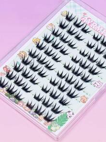 No Glue Required Self-Adhesive Spiky Dense Cluster Lashes Sharp Tip Individual False Eyelashes Pre-Glued Reusable Thick Segmented Lash Extensions Dramatic Look Soft Comfortable For Party Bold Makeup - C - View 6