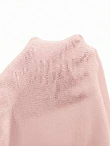 Women's Casual Solid Color Round Neck Frill Trim Ruched Short Sleeve Loose Wool Blend T-Shirt Top, Spring/Autumn Pink Summer - Pink - View 10