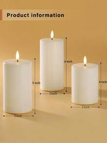 3pcs Flameless Pillar Candles, Battery Operated Candles, Holiday Romantic Atmosphere Decoration Lights, Smokeless Electronic LED Candles, Battery Operated - Suitable For Home, Holiday And Wedding Decoration - 3pcs Set - Warm Light - View 10