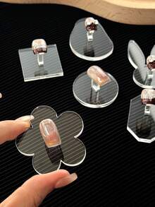 1pc Nail Art Practice Holder Multi-Shape Transparent Acrylic Material Non-Magnetic Nail Holder - Clear - View 5