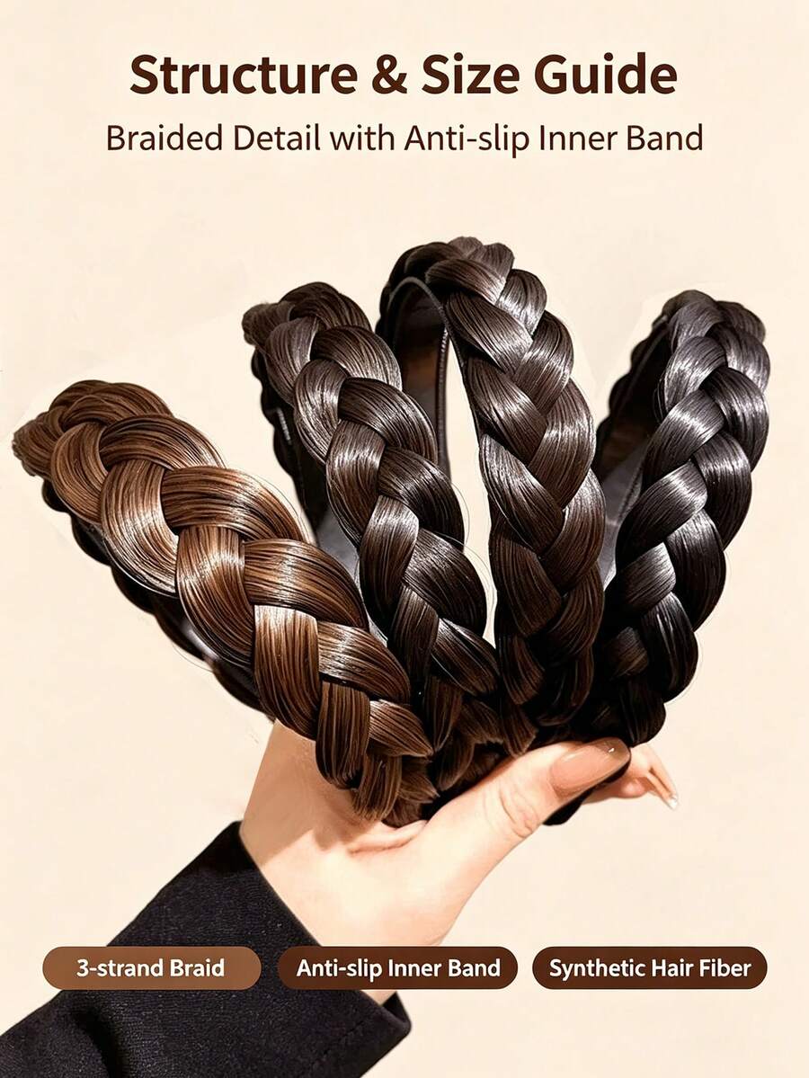 1pc Women's Woven Headband, Vintage Style, Anti-Slip Design With Teeth, Women's Hair Accessory. Suitable For Daily Casual Use