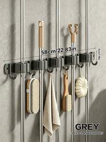 1PC-Stainless Steel Wall-Mounted Broom Hook Storage Rack, Gardening Tools Mop Hook Storage Rack, Multi-Functional Storage Rack, Easy To Install, Space-Saving, Suitable For Home, Kitchen, Garden, Laundry Room, Garage, School Dormitory - Style a - View 13