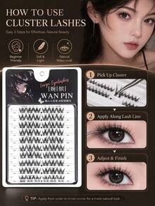 WANPIN WAN PIN W Large Capacity Cluster False Eyelashes, 10 Rows Lightweight Segmented False Eyelashes, Natural Thick Cartoon Eye Lashes, Lightweight And Delicate, Suitable For Beginners, Soft And Comfortable To Wear, Easy To Apply - C - View 3