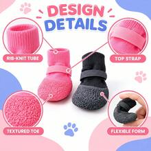 4pcs Waterproof Pet Dog Shoes, PVC Material With Anti-Slip Function, Waterproof Anti-Slip Soft Padded Sole, Equipped With Adjustable Claw Protection Device, Suitable For Medium And Large Dogs, Ideal For Outdoor Walking, Hiking, And Wet Road Surfaces. - Multicolor - View 5