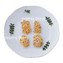 Mini Christmas Gingerbread House Snowman Tree Mold DIY Cookie For Clay/Sugar/Shortbread Christmas Holiday Cake Decorations - White - View 6