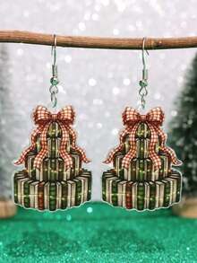 1 Pair Christmas Tree Acrylic Earrings, Exquisite Creative Vintage Niche Design, Personalized Fashion Gift For Women, Suitable For Daily Wear, Holiday Party Outfit, Jewelry Gift - Multicolor - View 2