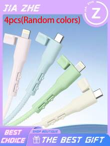 New 4pcs Set All-Around Charging Cable Protector, Anti-Breakage Cable Organizer, Data Cable Protector, Data Cable Sleeve, Suitable For USB-C Laptop, Tablet And Phone - 4pcs, Random Color - View 10