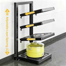 1 cái giá để nồi điều chỉnh được 2 tầng/3 tầng, kệ lưu trữ nhiều tầng cho nhà bếp, giá chuẩn bị thực phẩm, kệ lưu trữ hẹp góc khe, tối ưu hóa không gian cao, kệ tổ chức nhà bếp, kệ gia vị mặt bếp, giá chuẩn bị đa năng, kệ lưu trữ nhiều tầng - Nhiều màu - Xem 4