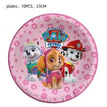 Pink Paw Patrol Theme Banner, Hanging Decor, Disposable Tableware Set, Napkins, Paper Plates, Paper Cups, Tablecloth, Birthday Party Tableware Decoration Supplies - Multicolor - View 14
