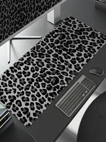 Large Desk Mouse Pad, Grey‑Black Leopard Animal Print, Non‑Slip Rubber Base Keyboard Mat For Home Office Gaming Desktop Decoration - View 2