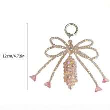 1Pc Crystal Bellflower Beaded Keychain, Tassel Alloy Key Ring, Bag Charm Pendant For Backpack Car Keys, Halloween Christmas Holiday Gift - Multicolor - View 8