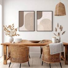 Set Of 2 Boho Geometric Art Neutral Abstract Arch Wall Art Prints, Beige Brown Geometric Line Art, Minimalist Boho Modern Poster, Beige Neutral Wall Decor, No Frame - Abstract - View 4