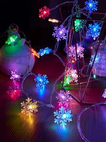 1pc Snowflake LED String Lights, Christmas Decoration String Lights, Battery Powered, Winter Wonderland Decorative Lights, With Switch Control, Outdoor Garden String Lights, Suitable For Christmas Decoration Living Room, Bedroom, Stairs, Handrail, Christmas Tree, Bedroom, Party, Wedding, Christmas Party Decoration Colorful String Lights[Battery Not Included] - Snowflake String Lights - View 18